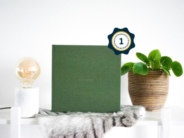 groen linnen fotoboek